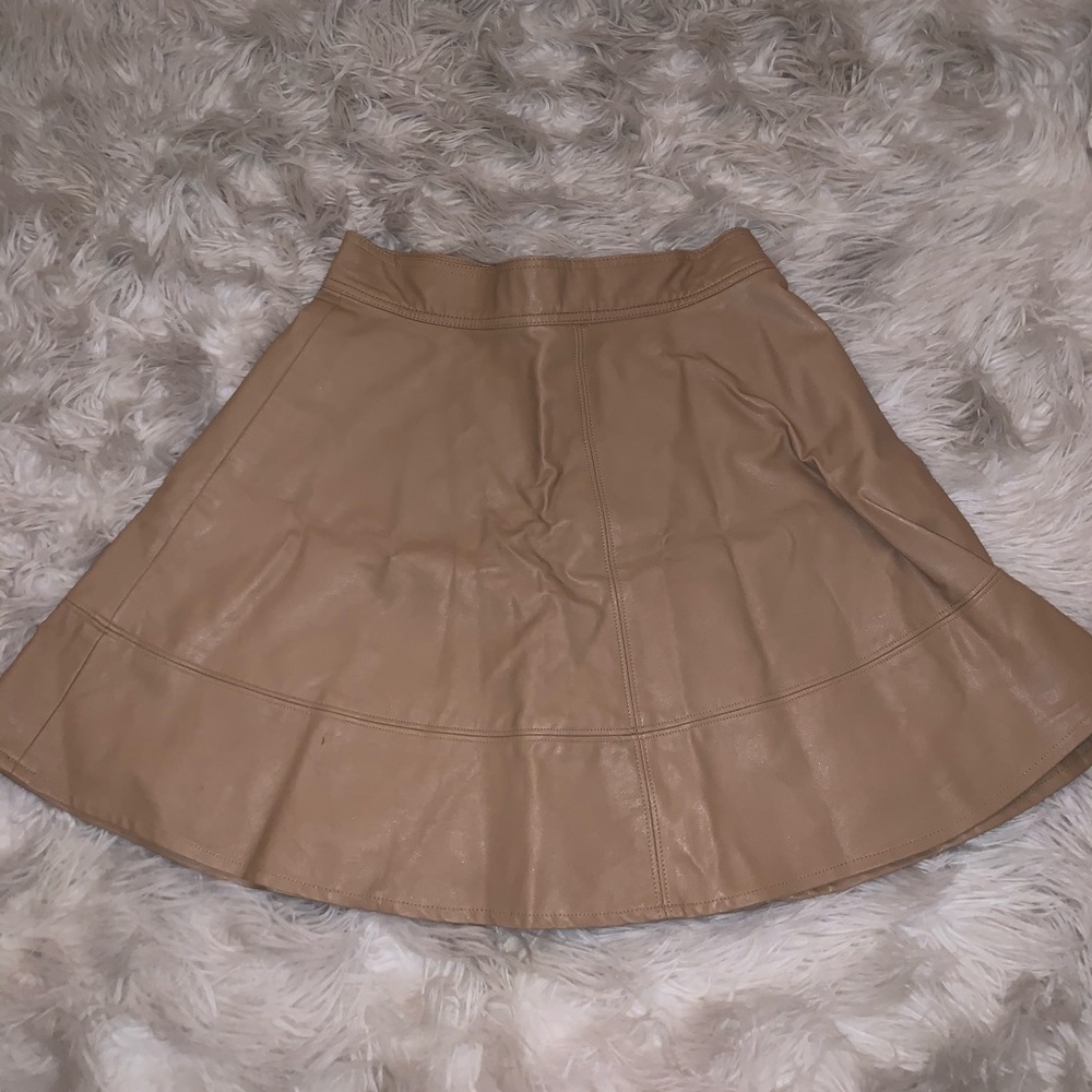 Camel Colored Leather Skirt